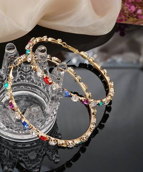 Big Circle rhinestone earrings: Fashionably Classic with an Exaggerated Design! Wholesale Accessory