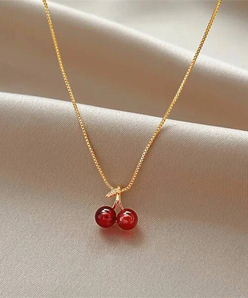 Cute Cherry Pendant Gold-Plated Necklace: a delicate and charming piece loved by women everywhere
