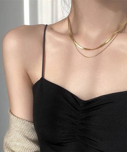 Luxurious Double-Layered Snake Bone Chain Necklace