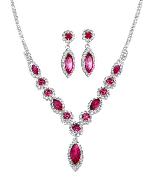 Rhinestone Necklace Earrings Set LN0032B