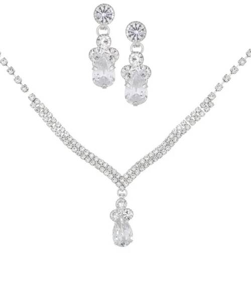 Rhinestone Necklace Earrings Set LN0209