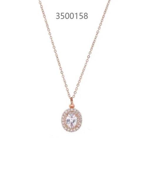 Rose Gold White Flower Zircon Pendant Necklace