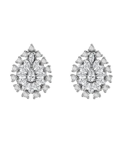 Stud Earrings 3 Row Teardrop Shiny Crystal Cubic Zirconia for Women